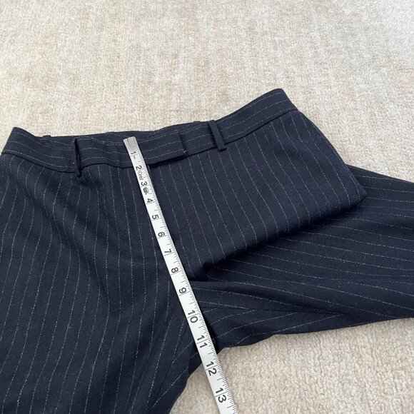Lewit Wool Pinstripe Crop Blue Trousers Pants 8 - Picture 7 of 8
